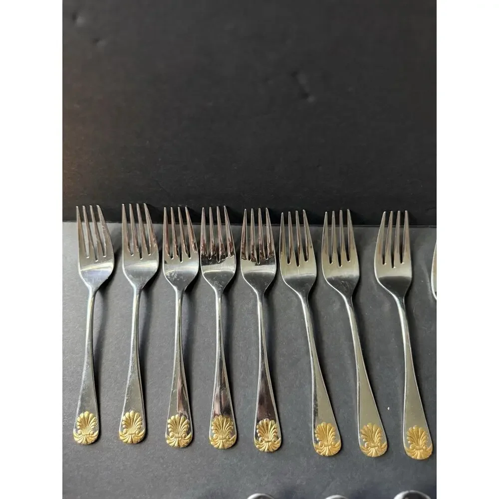 Supreme By Towle Flatware Stainless Steel Gold Accent Tableware Serving Set (22)